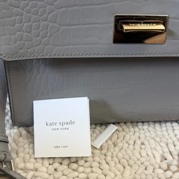 Kate Spade Glossy Gray Crocodile Leather Bag - Picture 7 of 8